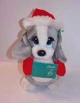 Vintage Dog Caroler Plush Sad Sam&#39;s Honey Puppy Applause Christmas 1986 10 inch - £17.81 GBP