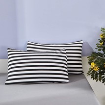 Black Striped Pillowcases King Women Men Black And White Striped Pillow Cases Co - £24.77 GBP