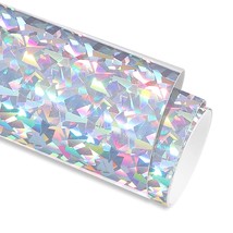 Holographic Broken Glass Silver Permanent Vinyl 12 Inches By 72 Inches,S... - £17.56 GBP