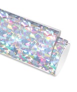 Holographic Broken Glass Silver Permanent Vinyl 12 Inches By 72 Inches,S... - £17.51 GBP