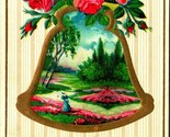A Happy Easter  Floral Bell Garden Roses Embossed Gilt 1911 DB Postcard E4 - $9.85