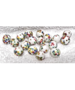 18 Vintage Art Glass Millefiori Beads White Glossy w Rainbow of Color 1/... - $27.75 CAD