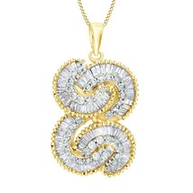 1.90 Ct Real Moissanite Swirl Pendant W/18&quot; Chain 14K Yellow Gold Plated Silver - £58.90 GBP