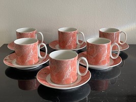 Vintage Villeroy and Boch Siena Pattern Set of 6 Flat Cups and Saucers - £92.64 GBP