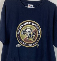 Vintage Milwaukee Brewers T Shirt MLB Baseball Team Logo Navy S/S Men’s XL - £19.66 GBP