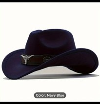 Western Cowgirl Hat Felt  Hat Navy Blue - $24.00