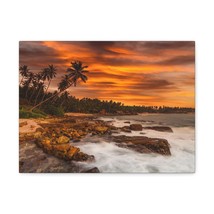 Sunset Beach With Coconut Palms Ocean Canvas Wall Art for Home Decor Ready-to-H - £68.33 GBP+