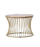 Boho Glam Gold Iron and Wood Round Coffee Table - £1,022.98 GBP