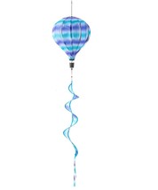 Hot Air Balloon Wind Spinner Blue Purple with Spiral Tail Whimsical Poly... - £29.84 GBP