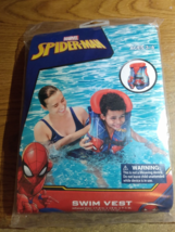 Spiderman Swim Vest Age 3-6 Inflatable Collar Quick Release Adjustable B... - $5.50