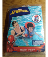 Spiderman Swim Vest Age 3-6 Inflatable Collar Quick Release Adjustable B... - $7.52 CAD