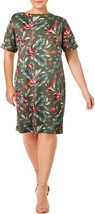 Karen Scott Womens Plus Floral Mini Dress Size 2X Color Olive Spring - £25.29 GBP