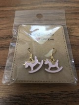 Pink Rocking Horse Fashionable Earrings Gold Hypoallergenic Hook Earring - $14.20