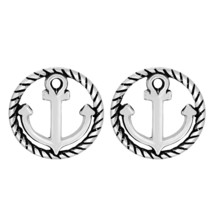 Adventurous and Brave Nautical Anchor .925 Sterling Silver Stud Earrings - £14.13 GBP
