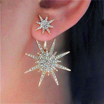 Swarovski Crystal Star Earrings Stud Dangle Drop in Gold Tone Plate or S... - £52.62 GBP