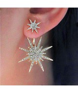 Swarovski Crystal Star Earrings Stud Dangle Drop in Gold Tone Plate or S... - $65.99