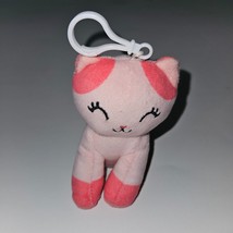 Pink Kitty Cat Plush Backpack Clip Valentine&#39;s Day Closed Eyes Heart Nose - £8.71 GBP