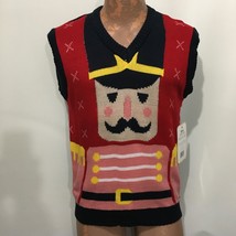 Ugly Christmas Sweater Vest Unisex S Pullover V-Neck Nutcracker Toy Soldier NEW - £22.25 GBP