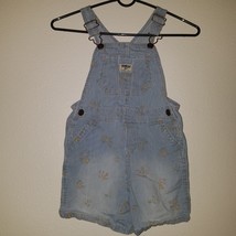 VTG OshKosh Floral Shortalls 5T Toddler Girl Shorts Overalls Blue Stripes FADING - £23.61 GBP