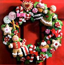 DIY Bucilla Cookies &amp; Candy Christmas Gingerbread Wreath Felt Craft Kit ... - $48.95