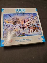 &quot;A Village in Winter&quot; 1000pc NEW Puzzle 27x19 Skating Horses Snow Winter... - £10.22 GBP