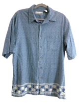 Fieldmaster Hawaiian Shirts Size Large Short Sleeve Blue Button Up Lien - £8.78 GBP