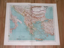 1912 Map Of Balkans Turkey Greece Bulgaria Romania Serbia Bosnia Aeg EAN Sea - £18.90 GBP