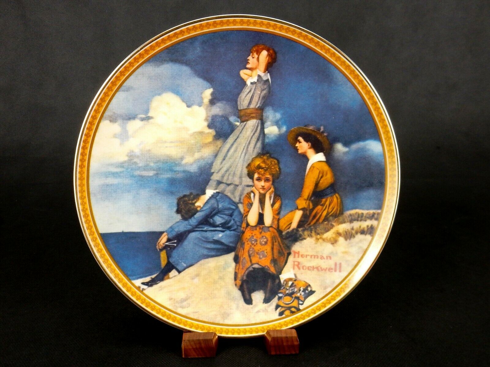 Primary image for Norman Rockwell Plate, "Waiting On The Shore", 2nd Rediscovered Women, #PLT30B