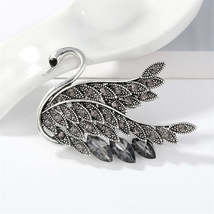 Gray Crystal &amp; Cubic Zirconia Silver-Plated Swan Brooch - £11.00 GBP