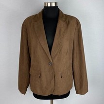Coldwater Creek Brown Faux Suede Blazer Jacket Women&#39;s Medium M 10 12 - £21.39 GBP