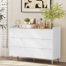 55&quot; White Dresser with Marbling Top &amp; Metal Legs - £224.16 GBP