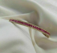 4.87CT Princess Cut Simulated Ruby Women&#39;s Bangle Bracelet 925 Sterling Silver - £134.84 GBP
