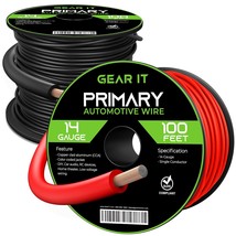GearIT 14 Gauge Wire (100ft Each - Black/Red) Copper Clad Aluminum CCA - Primary - £29.67 GBP