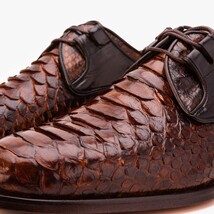 Vinci The Valmont Tan Snake Leather Derby Men Shoe image 3