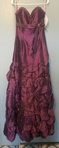Flirt Maggie Sottero Purple Striped Ruffle Pintuck Sequin Prom Formal Dr... - £108.25 GBP