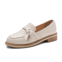 Women Flats Loafers Classics Concise Butterfly-Knot Genuine Leather Shoes Plus S - £62.12 GBP