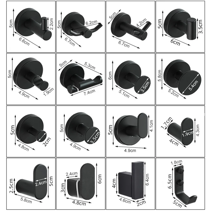 House Home Black 304 Stainless Steel Clothes Hook Wall Mounted Towel Hoo... - £26.37 GBP