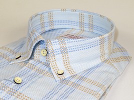 Men 100% Italian Cotton Shirt SORRENTO Turkey Button Down Window Pane 48... - £63.94 GBP