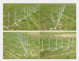 4-in-1 Dog Agility Weave Poles Straight Weave-o-Matic Channel or 2x2, 12... - $163.34