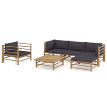 Bamboo Garden Lounge Set by vidaXL - 6 Piece Dark Grey - $14,888.32 MXN