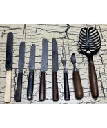 8 VTG Antique Primitive Flatware Set Table Knife Fork Scoop Slotted Spoo... - €20,99 EUR