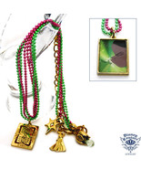 DISNEY COUTURE &amp; FROG PURPLE/GREEN BEADED LOTUS CHARM NECKLACE~COLLECTIB... - £35.54 GBP