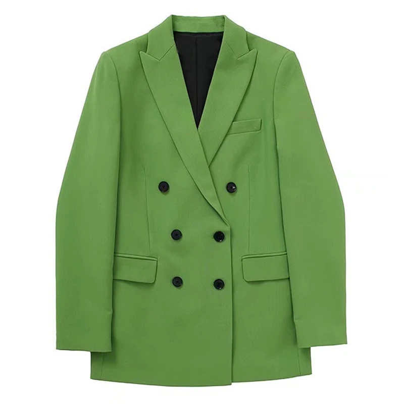 Garaouy  Spring Autumn Apple Green Office Lady Long Sleeve Suit Blazer Jacket Ch - £185.05 GBP