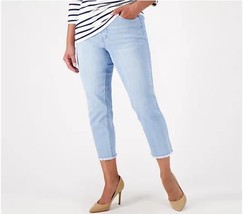 Girl With Curves Straight Crop Raw Hem Jean (Light Wash, Plus 30) A573500 - $22.56