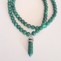 Collana Malachite Pietra Naturale 10 mm Perline Ciondolo Esagonale Fatto... - $197.81