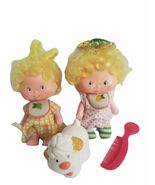 Vintage Strawberry Shortcake Lem &amp; Ada Dolls w Pet Sugar Woofer set - $49.50