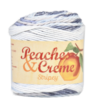 Peaches And Cream Stripey Cotton Yarn, 2 Oz., 102 Yds, 100% Cotton, Denim - £3.51 GBP