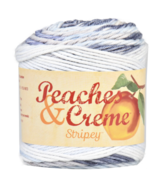 Peaches And Cream Stripey Cotton Yarn, 2 Oz., 102 Yds, 100% Cotton, Denim - £3.58 GBP