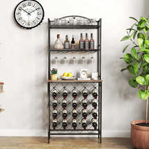 Modern FCJ Tall Wine Rack Stand Solid Wood and Iron with Wine Glass Hold... - $1,493.31 MXN
