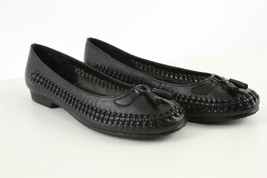 Nib Ladies Shoes Black Leather Woven Tassel Flats Size 8.5 M Sandler Of Boston - £16.18 GBP